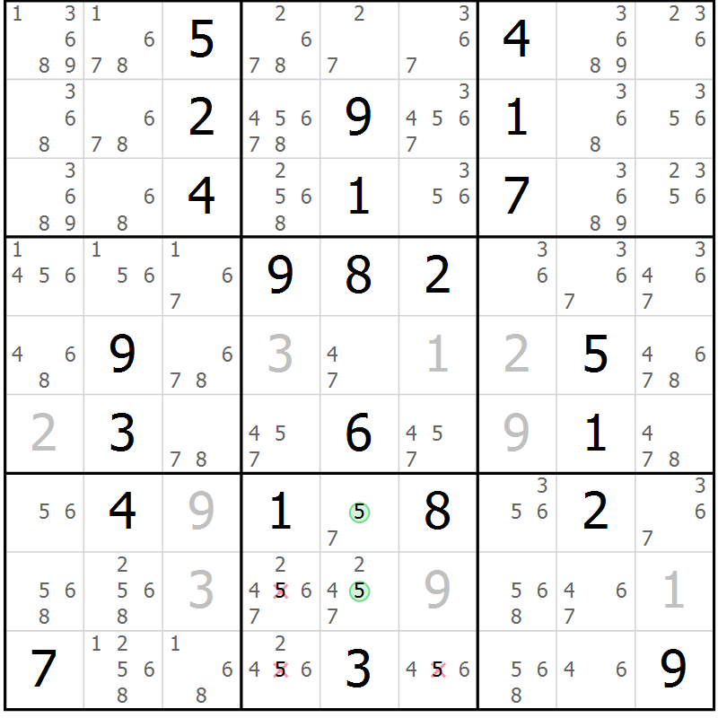 Position des candidats pour la solution de la Gr 66 page 69 du magazine de sudoku Virtuose n° 112