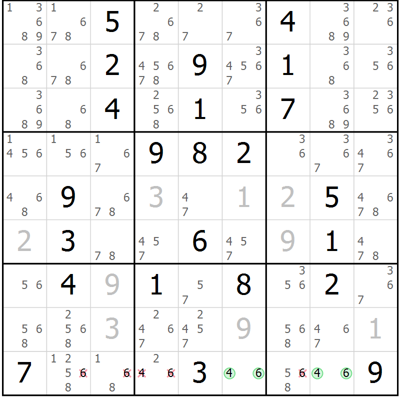 Position des candidats pour la solution de la Gr 66 page 69 du magazine de sudoku Virtuose n° 112