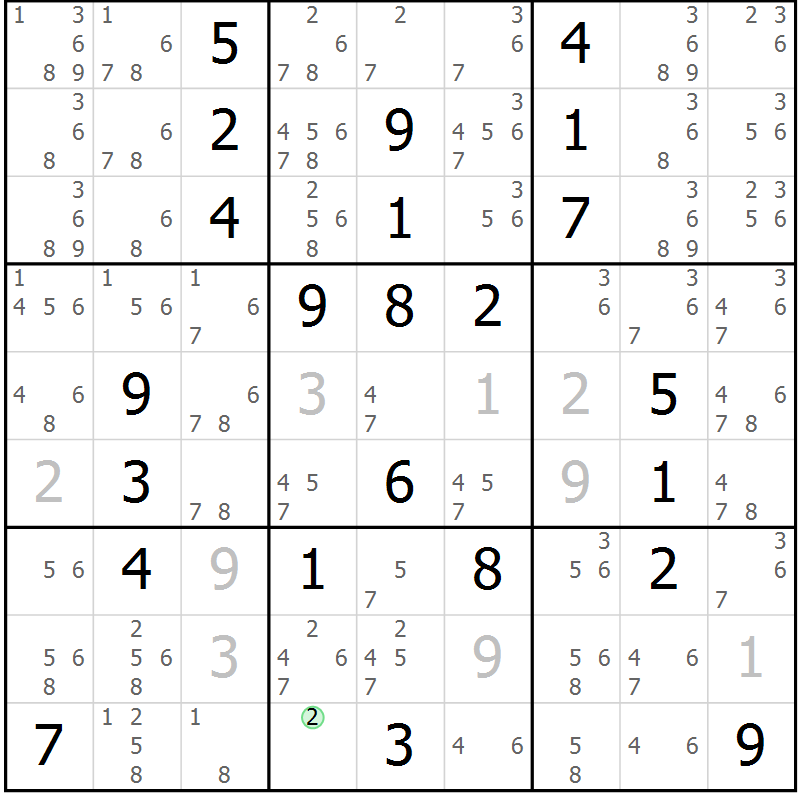 Position des candidats pour la solution de la Gr 66 page 69 du magazine de sudoku Virtuose n° 112