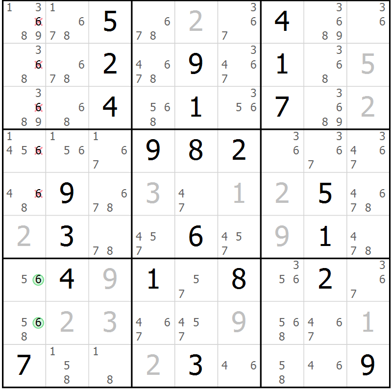 Position des candidats pour la solution de la Gr 66 page 69 du magazine de sudoku Virtuose n° 112