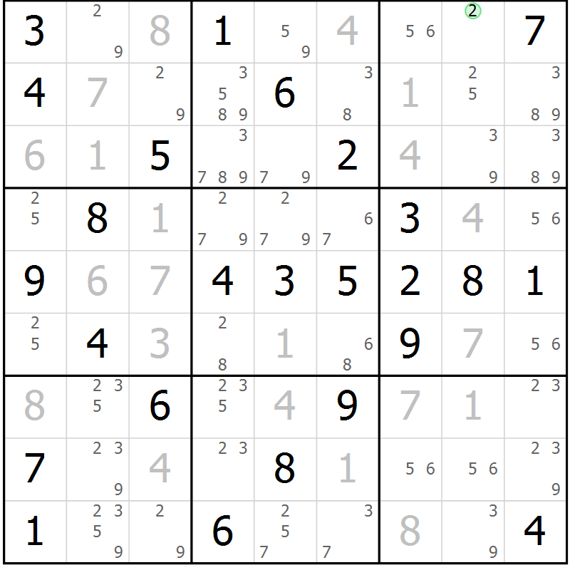 Position des candidats pour la solution de la Gr 67 page 70 du magazine de sudoku Virtuose n° 112