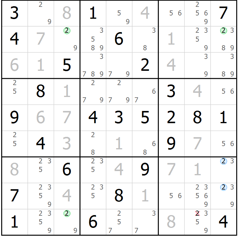 Position des candidats pour la solution de la Gr 67 page 70 du magazine de sudoku Virtuose n° 112