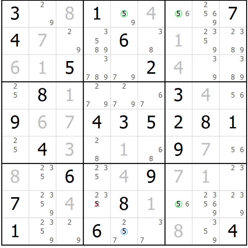 Position des candidats pour la solution de la Gr 67 page 70 du magazine de sudoku Virtuose n° 112