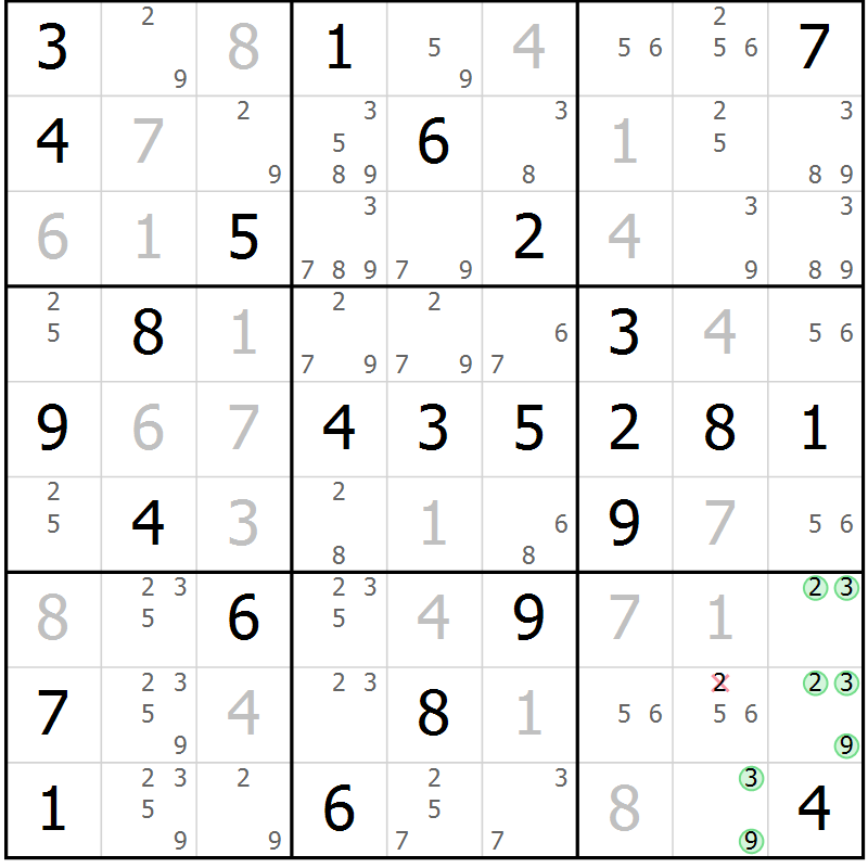 Position des candidats pour la solution de la Gr 67 page 70 du magazine de sudoku Virtuose n° 112
