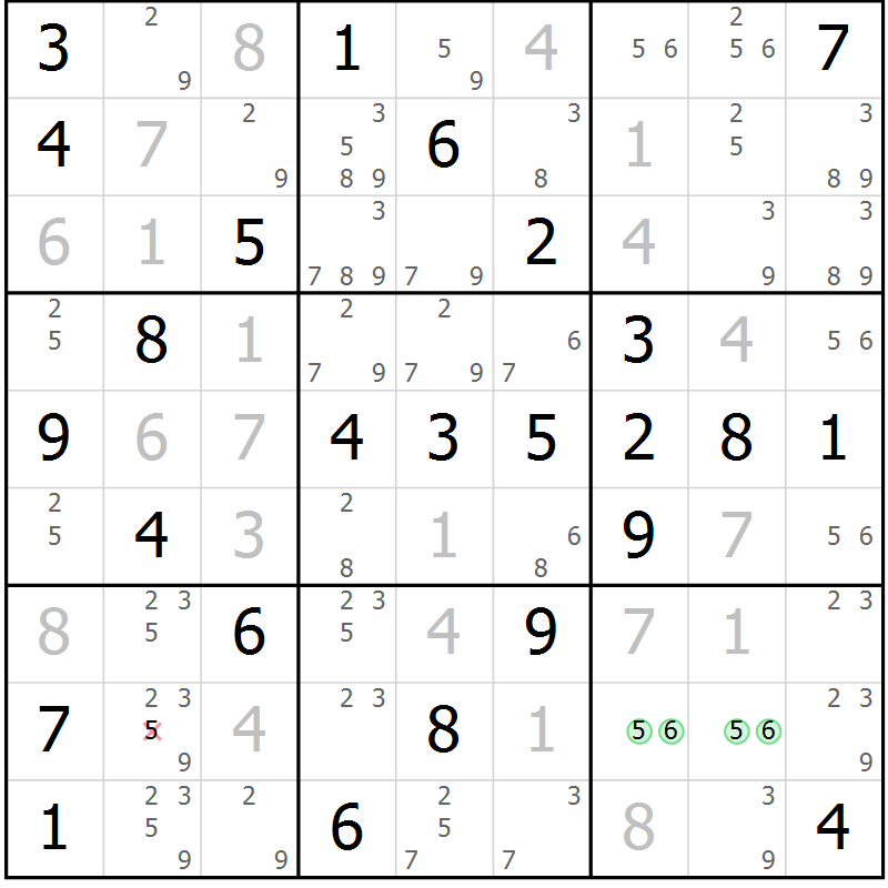 Position des candidats pour la solution de la Gr 67 page 70 du magazine de sudoku Virtuose n° 112