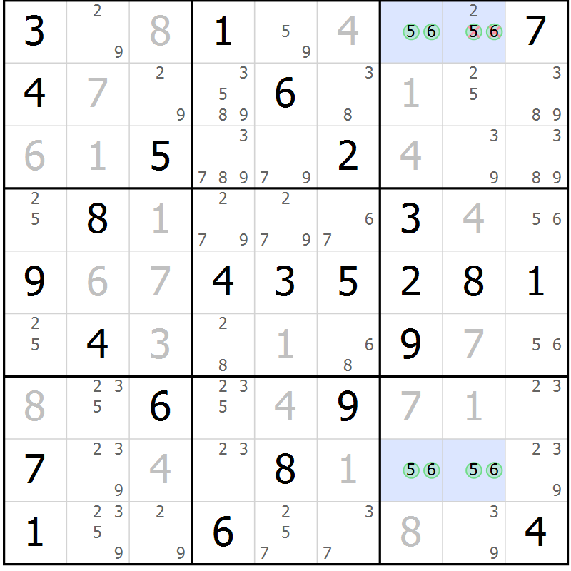 Position des candidats pour la solution de la Gr 67 page 70 du magazine de sudoku Virtuose n° 112