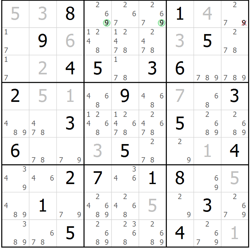 Position des candidats pour la solution de la Gr 68 page 71 du magazine de sudoku Virtuose n° 112