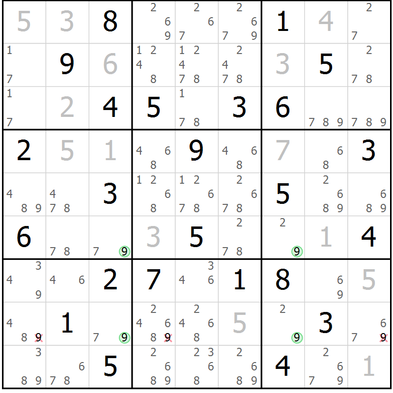 Position des candidats pour la solution de la Gr 68 page 71 du magazine de sudoku Virtuose n° 112