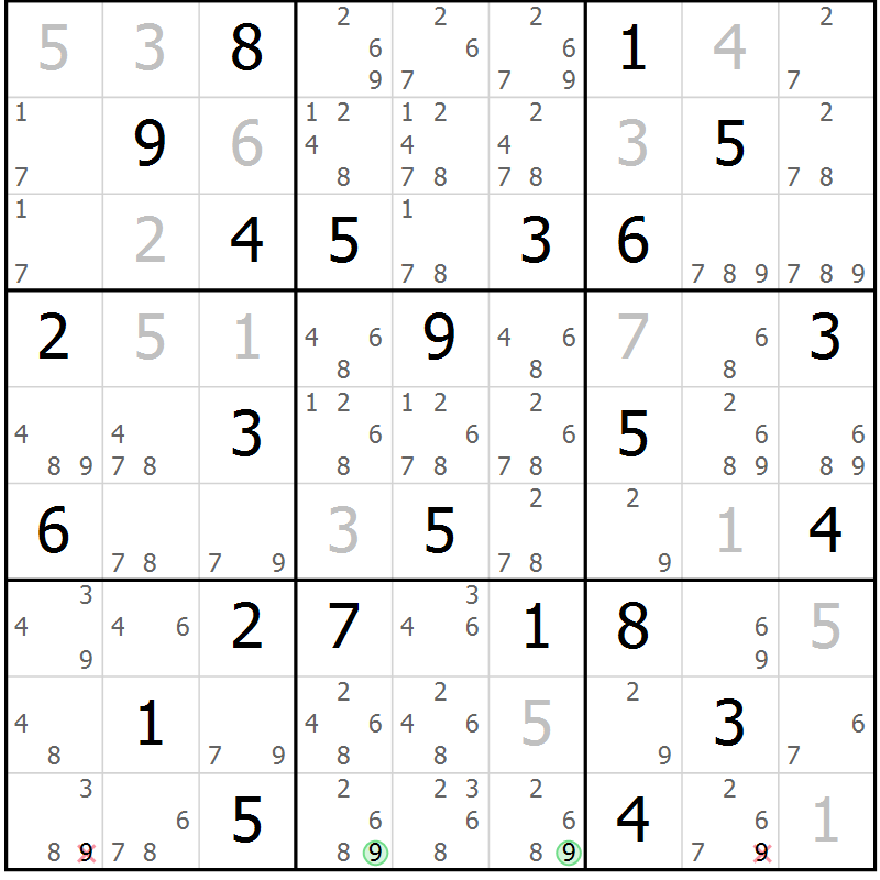 Position des candidats pour la solution de la Gr 68 page 71 du magazine de sudoku Virtuose n° 112