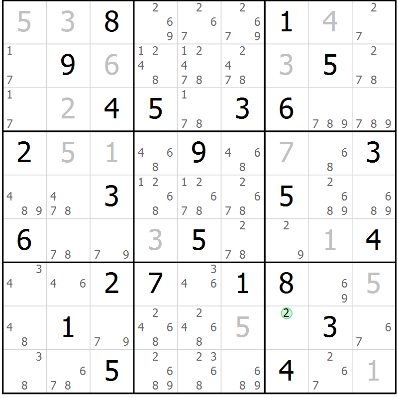 Position des candidats pour la solution de la Gr 68 page 71 du magazine de sudoku Virtuose n° 112