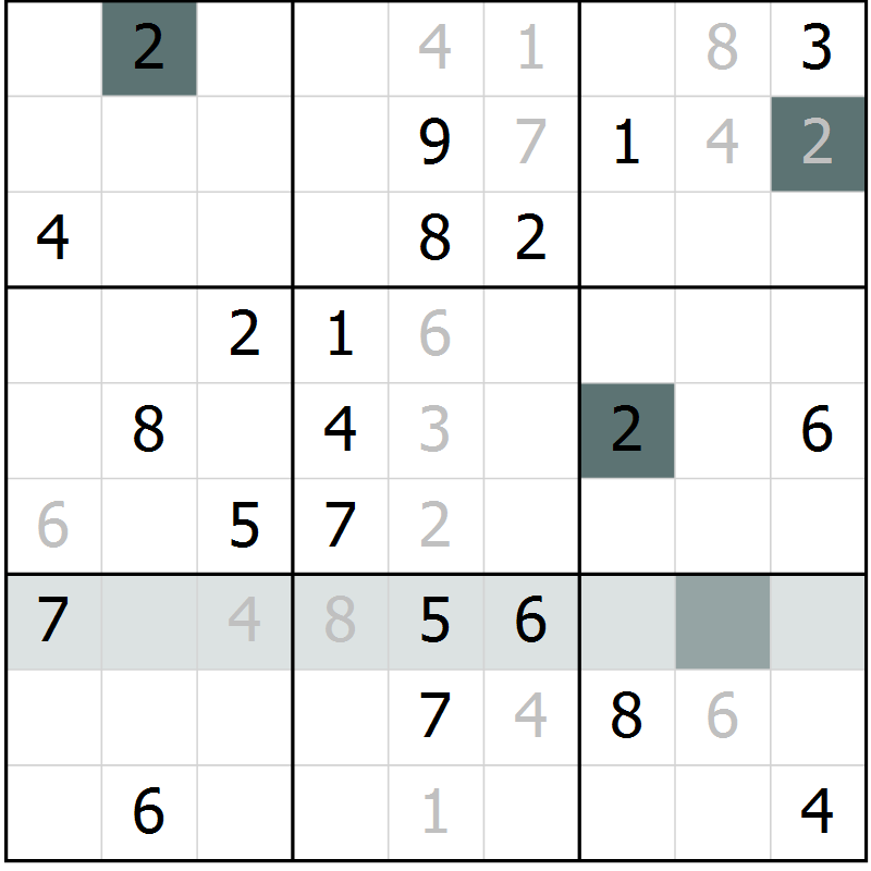 Position des candidats pour la solution de la Gr 7 page 10 du magazine de sudoku Virtuose n° 112