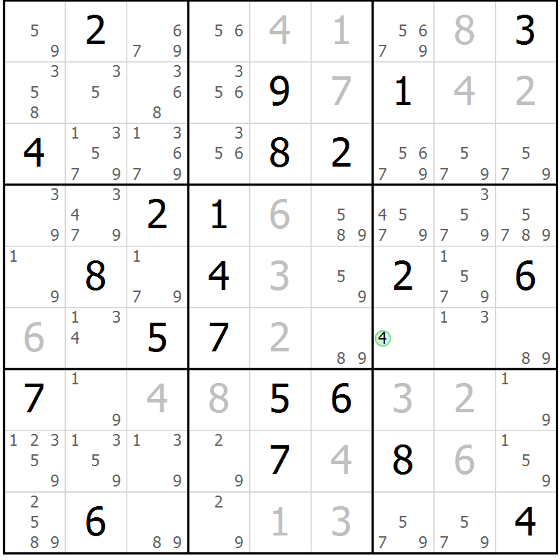 Position des candidats pour la solution de la Gr 7 page 10 du magazine de sudoku Virtuose n° 112