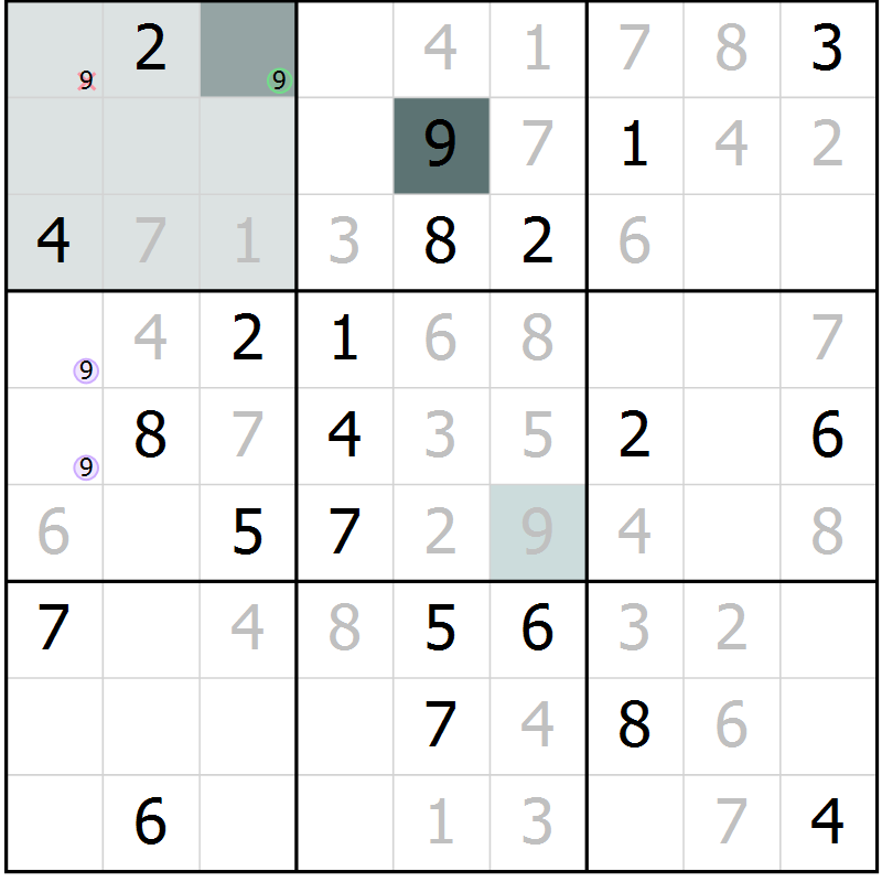 Position des candidats pour la solution de la Gr 7 page 10 du magazine de sudoku Virtuose n° 112