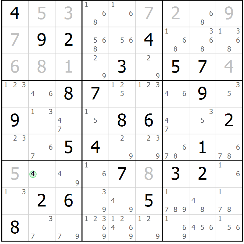 Position des candidats pour la solution de la Gr 70 page 73 du magazine de sudoku Virtuose n° 112
