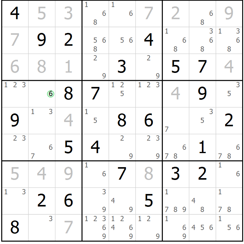 Position des candidats pour la solution de la Gr 70 page 73 du magazine de sudoku Virtuose n° 112