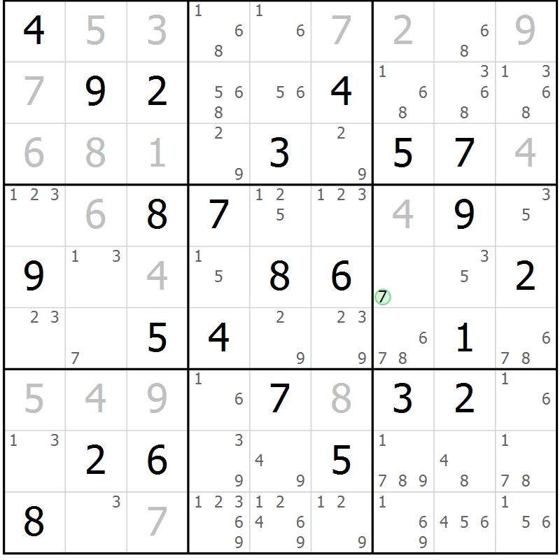 Position des candidats pour la solution de la Gr 70 page 73 du magazine de sudoku Virtuose n° 112