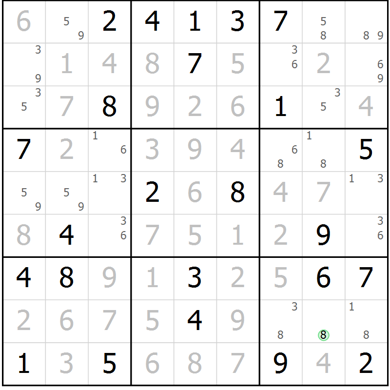 Position des candidats pour la solution de la Gr 71 page 74 du magazine de sudoku Virtuose n° 112