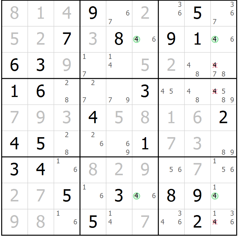 Position des candidats pour la solution de la Gr 73 page 76 du magazine de sudoku Virtuose n° 112