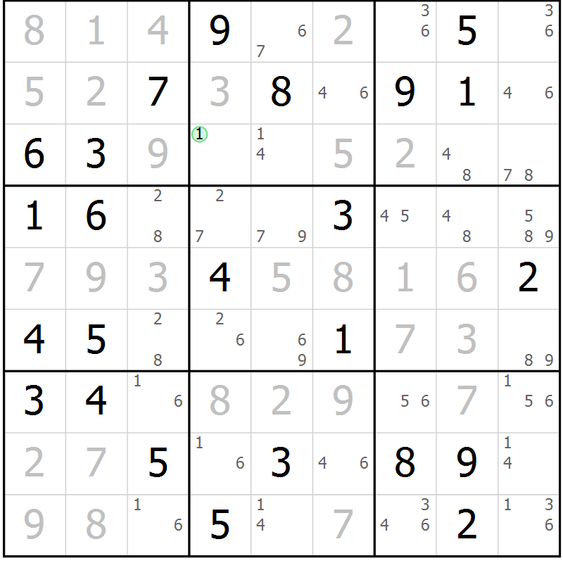 Position des candidats pour la solution de la Gr 73 page 76 du magazine de sudoku Virtuose n° 112