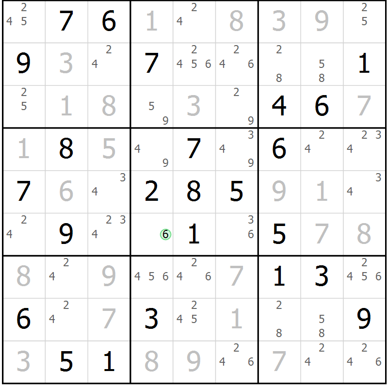 Position des candidats pour la solution de la Gr 74 page 77 du magazine de sudoku Virtuose n° 112