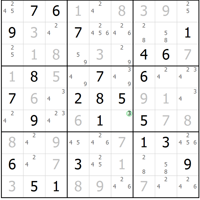 Position des candidats pour la solution de la Gr 74 page 77 du magazine de sudoku Virtuose n° 112