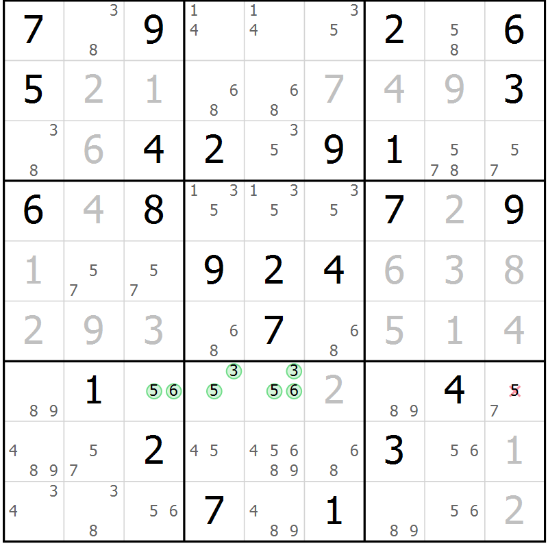 Position des candidats pour la solution de la Gr 75 page 78 du magazine de sudoku Virtuose n° 112