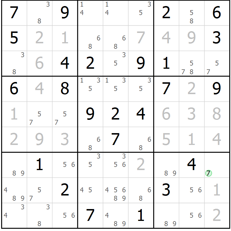 Position des candidats pour la solution de la Gr 75 page 78 du magazine de sudoku Virtuose n° 112