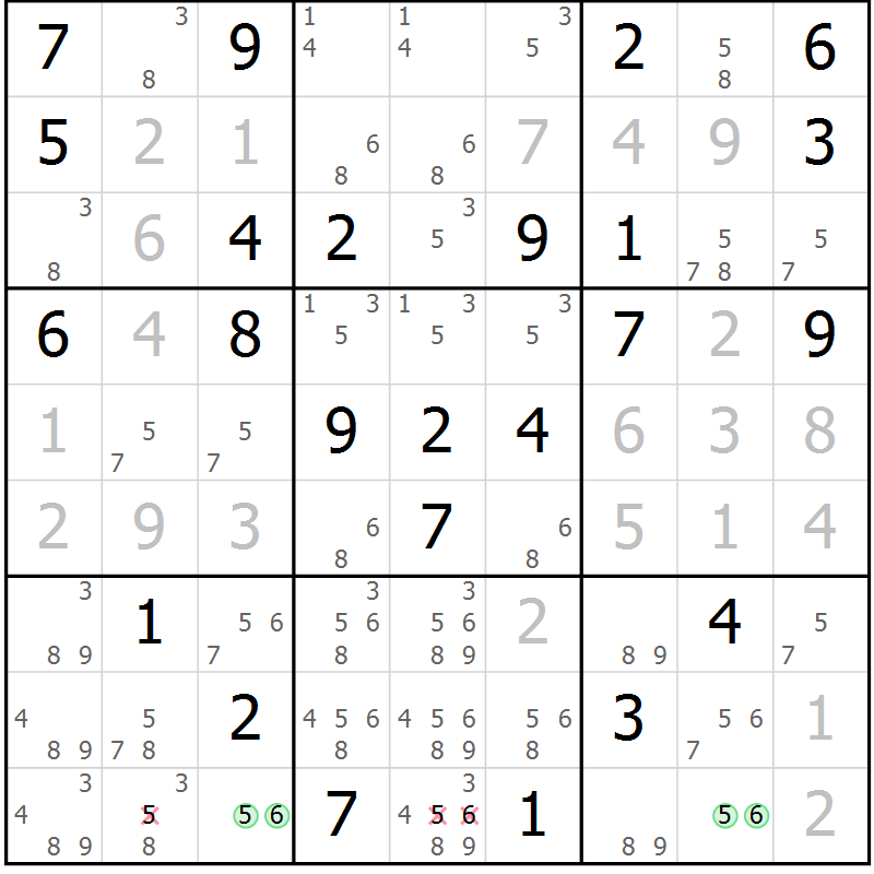 Position des candidats pour la solution de la Gr 75 page 78 du magazine de sudoku Virtuose n° 112