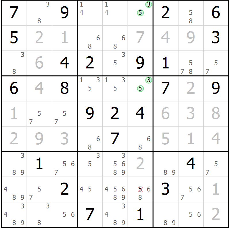 Position des candidats pour la solution de la Gr 75 page 78 du magazine de sudoku Virtuose n° 112