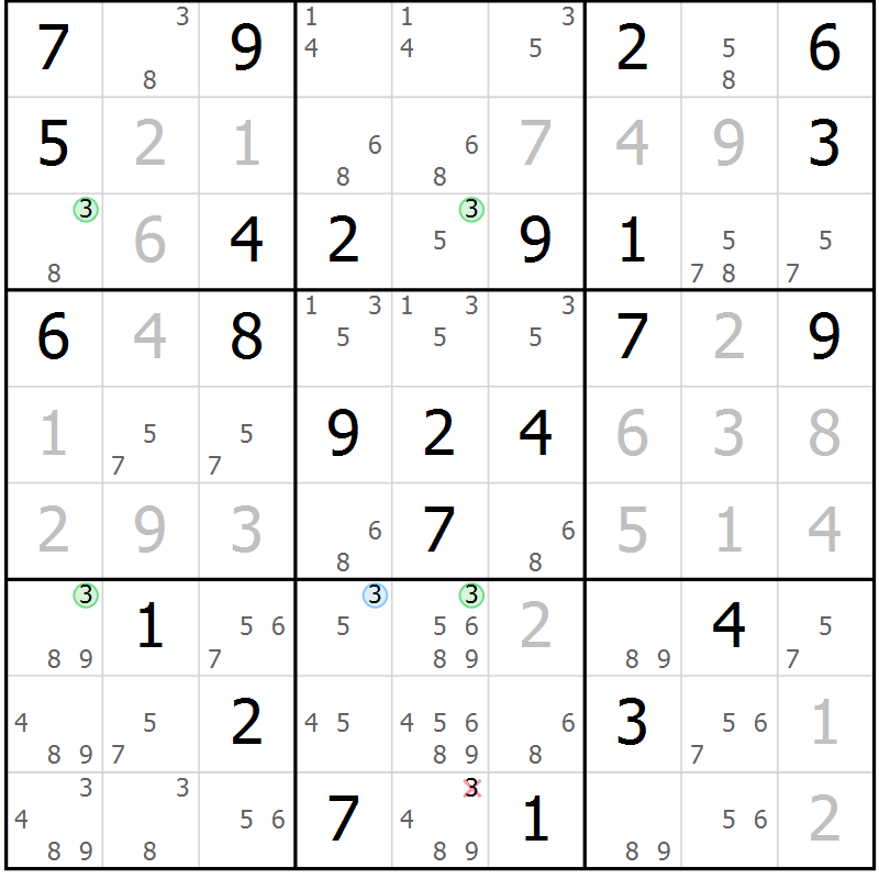 Position des candidats pour la solution de la Gr 75 page 78 du magazine de sudoku Virtuose n° 112