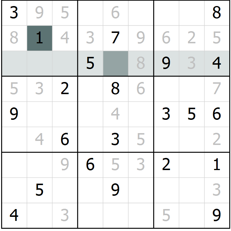 Position des candidats pour la solution de la Gr 8 page 11 du magazine de sudoku Virtuose n° 112