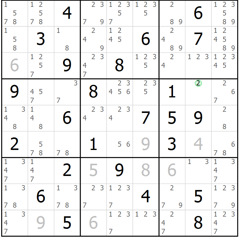 Position des candidats pour la solution de la Gr 80 page 83 du magazine de sudoku Virtuose n° 112