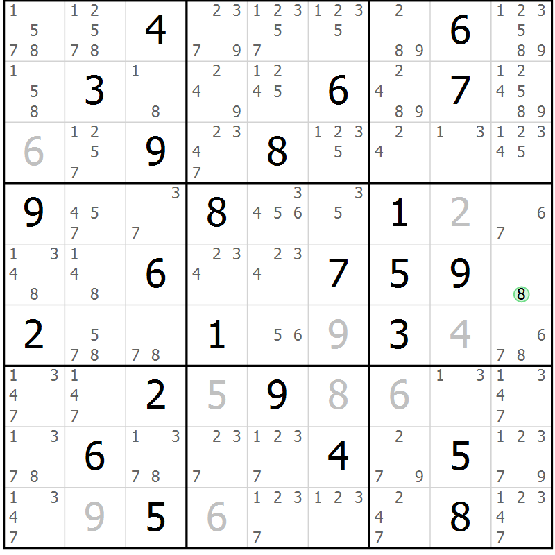 Position des candidats pour la solution de la Gr 80 page 83 du magazine de sudoku Virtuose n° 112