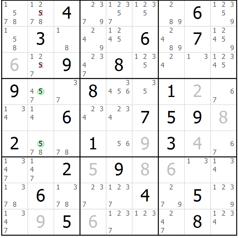 Position des candidats pour la solution de la Gr 80 page 83 du magazine de sudoku Virtuose n° 112
