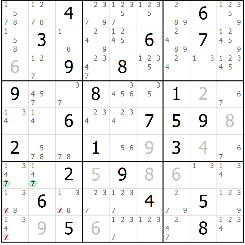 Position des candidats pour la solution de la Gr 80 page 83 du magazine de sudoku Virtuose n° 112
