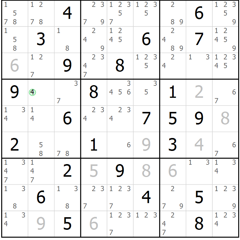 Position des candidats pour la solution de la Gr 80 page 83 du magazine de sudoku Virtuose n° 112