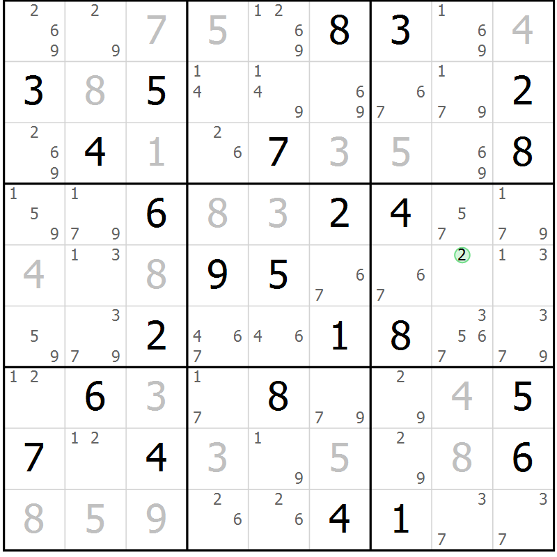 Position des candidats pour la solution de la Gr 81 page 84 du magazine de sudoku Virtuose n° 112