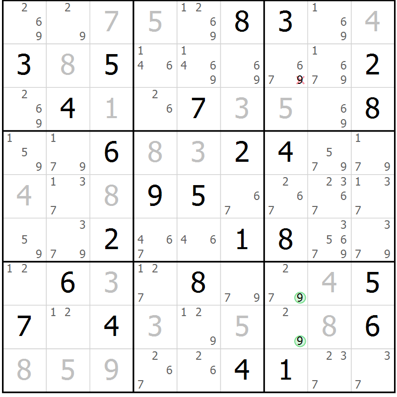 Position des candidats pour la solution de la Gr 81 page 84 du magazine de sudoku Virtuose n° 112
