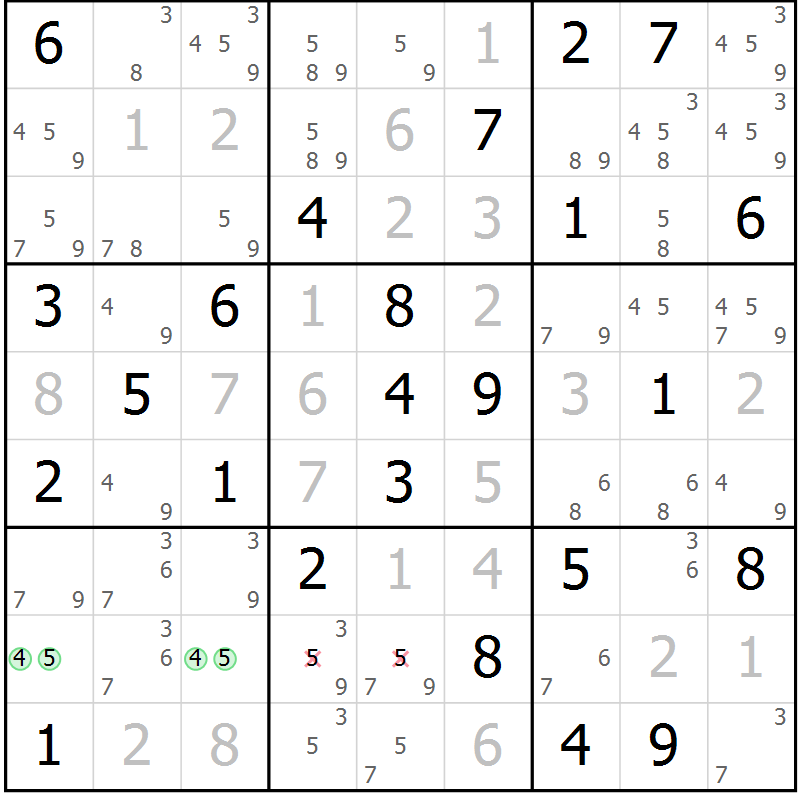 Position des candidats pour la solution de la Gr 83 page 86 du magazine de sudoku Virtuose n° 112