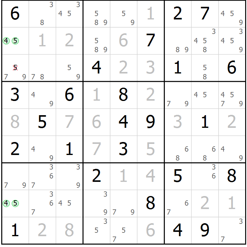 Position des candidats pour la solution de la Gr 83 page 86 du magazine de sudoku Virtuose n° 112