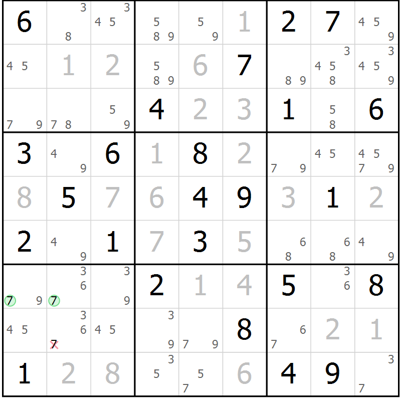 Position des candidats pour la solution de la Gr 83 page 86 du magazine de sudoku Virtuose n° 112