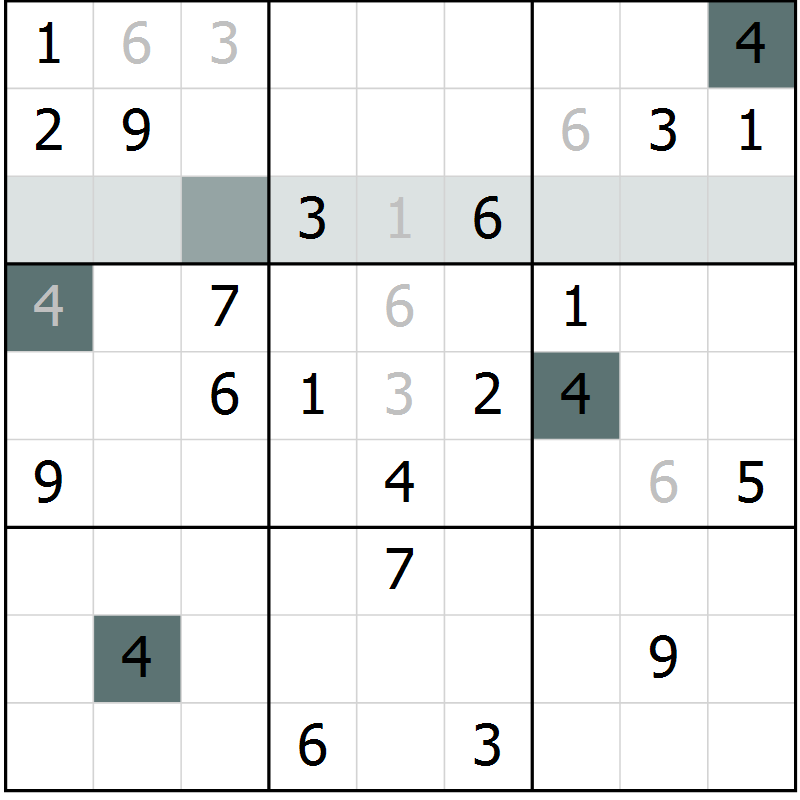 Position des candidats pour la solution de la Gr 9 page 12 du magazine de sudoku Virtuose n° 112