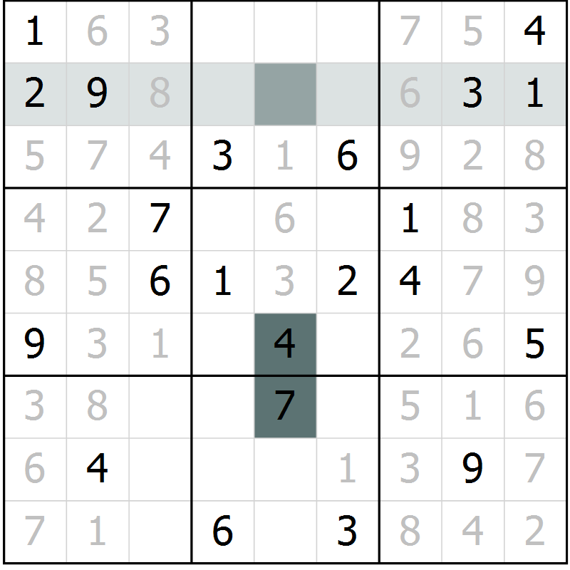 Position des candidats pour la solution de la Gr 9 page 12 du magazine de sudoku Virtuose n° 112