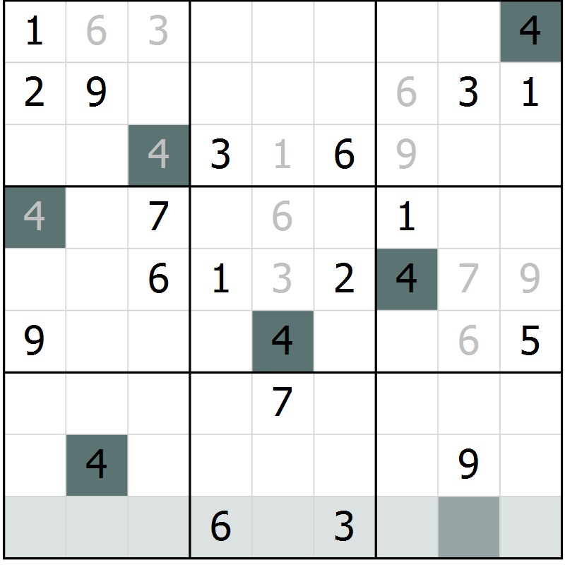 Position des candidats pour la solution de la Gr 9 page 12 du magazine de sudoku Virtuose n° 112