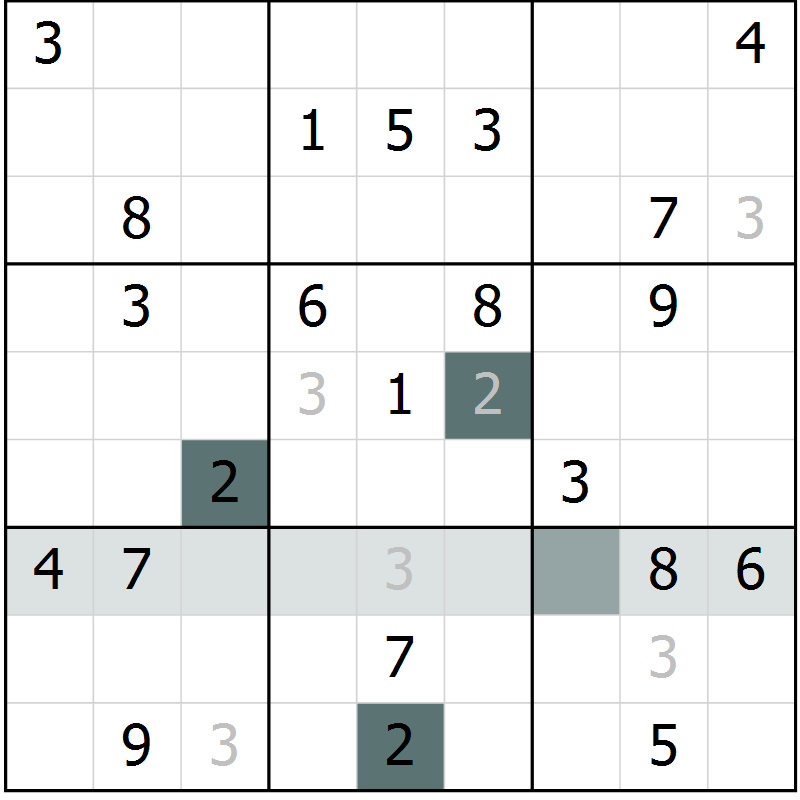 Position des candidats pour la solution de la Gr 1 page 4 du magazine de sudoku Virtuose n° 113