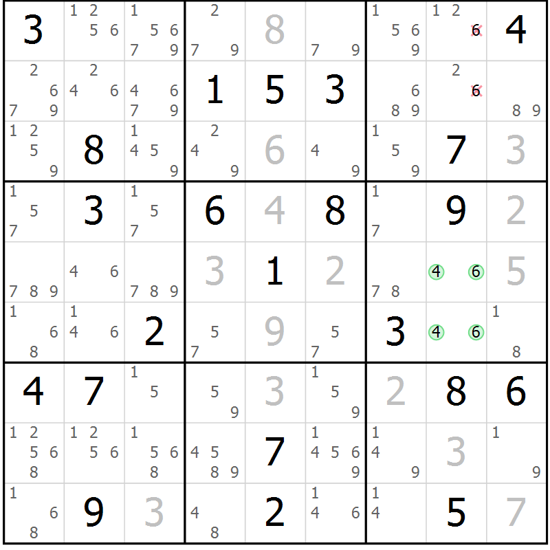 Position des candidats pour la solution de la Gr 1 page 4 du magazine de sudoku Virtuose n° 113
