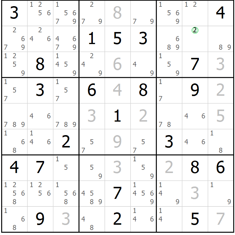 Position des candidats pour la solution de la Gr 1 page 4 du magazine de sudoku Virtuose n° 113