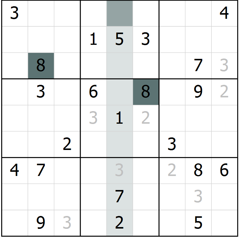 Position des candidats pour la solution de la Gr 1 page 4 du magazine de sudoku Virtuose n° 113