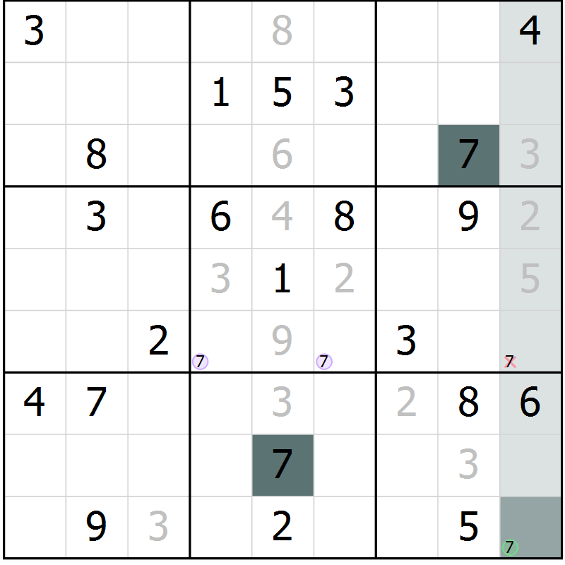 Position des candidats pour la solution de la Gr 1 page 4 du magazine de sudoku Virtuose n° 113
