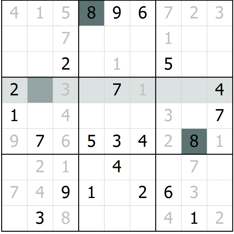 Position des candidats pour la solution de la Gr 10 page 13 du magazine de sudoku Virtuose n° 113